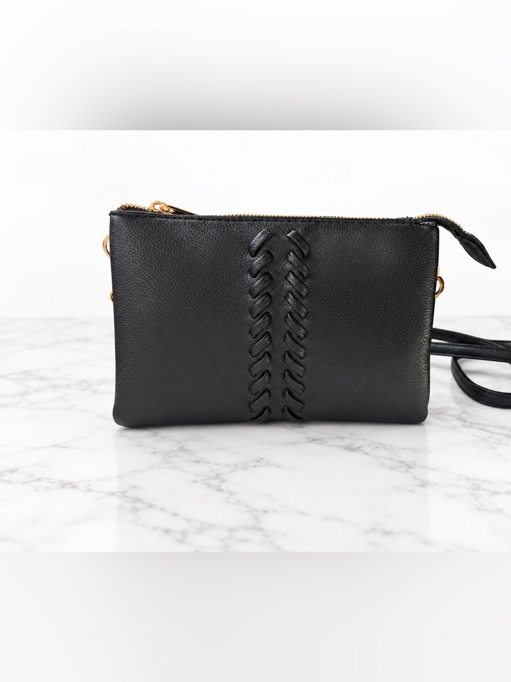 Black Braided Detail Crossbody Clutch - Women Bags NWOT